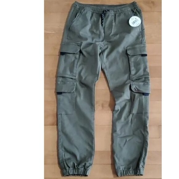 Boys Colorful Planet Cargo Jogger Pants Size Sm Med Large Olive Green NWT - Picture 1 of 5